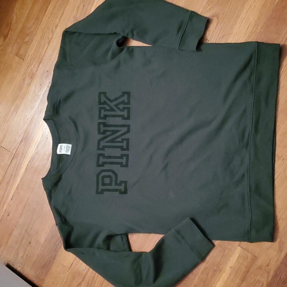 PINK Victoria's Secret Everyday lounge campus crew sweatshirt in Green